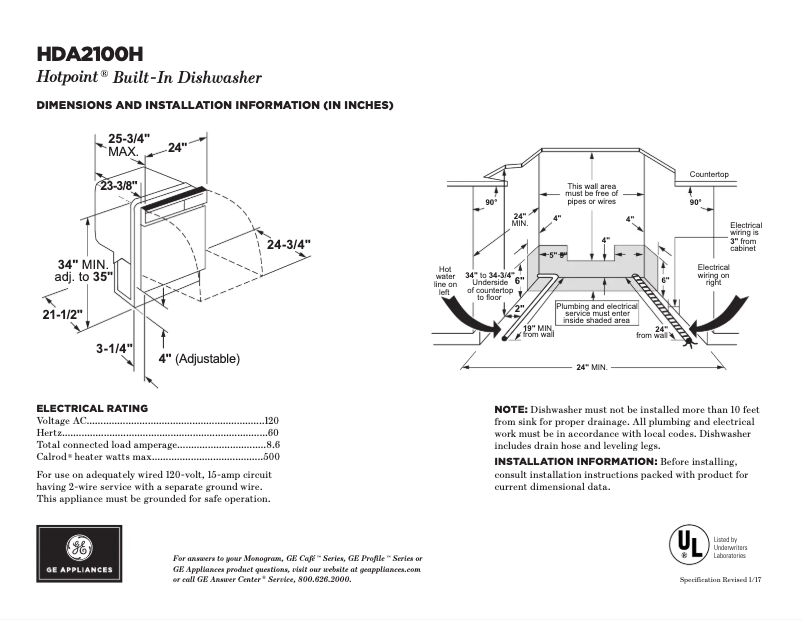 Página 1 del manual Ficha técnica Hotpoint HDA2100HCC