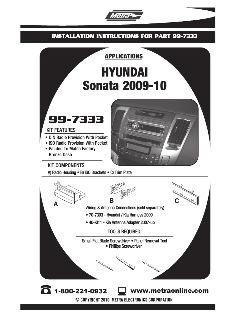 Page n°1 - Manuel utilisateur Metra 99-7333