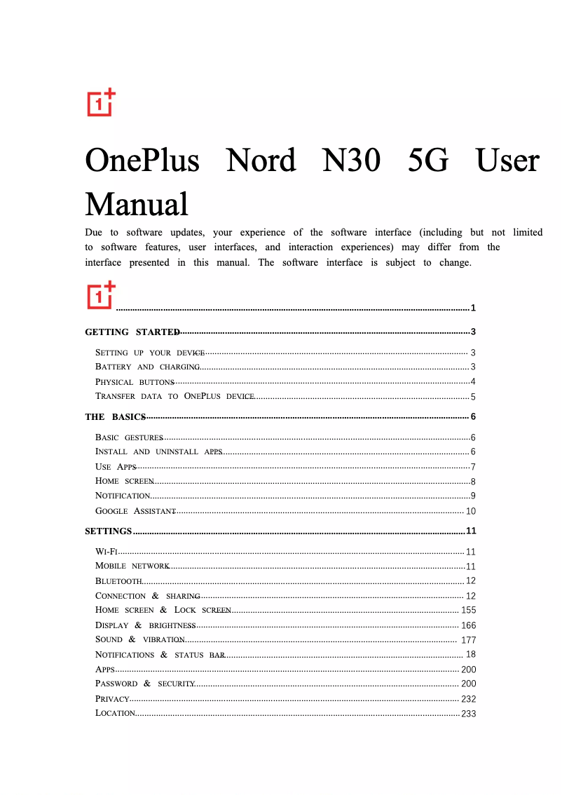 Page n°1 - Manuel utilisateur OnePlus Nord N30