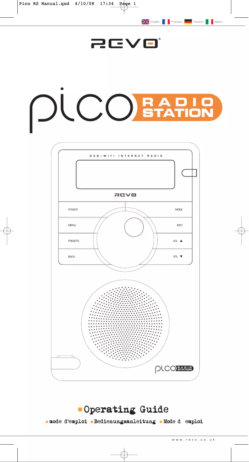 Page n°1 - Manuel utilisateur REVO Pico Radio Station
