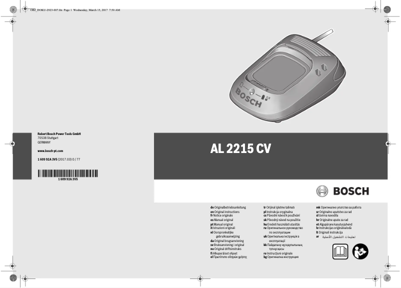 Page 1 de la notice Manuel utilisateur Bosch AL 2215 CV