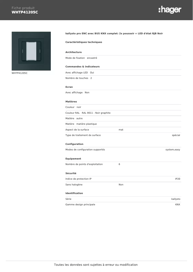 Image de la première page du manuel de l'appareil WHTP41205C