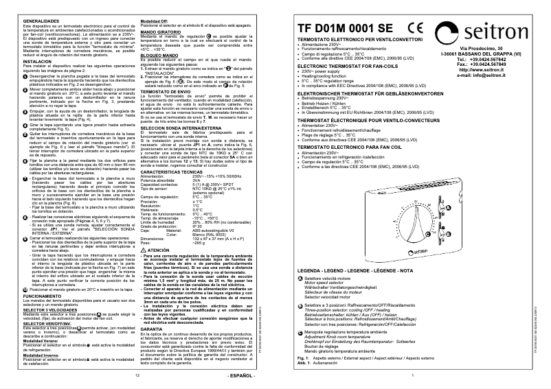 Image de la première page du manuel de l'appareil TFD01M0001SE
