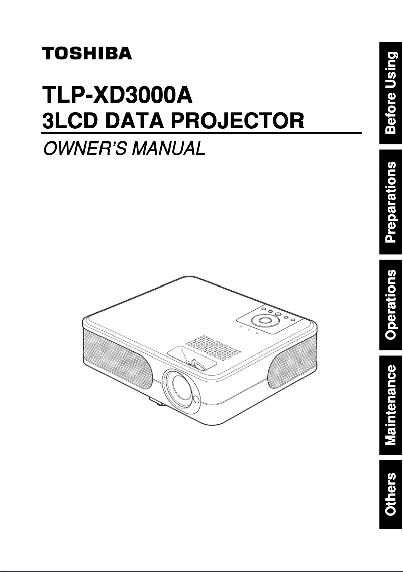 Page n°1 - Manuel utilisateur Toshiba TLP-XD3000