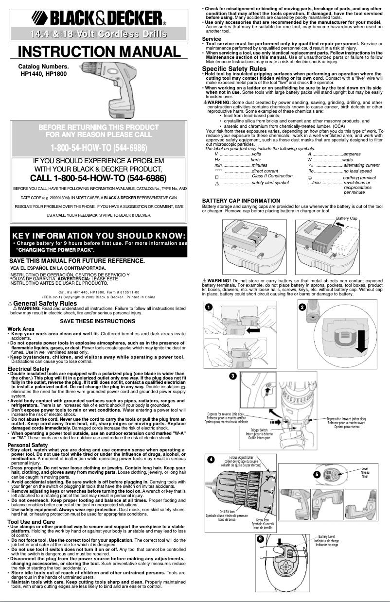 Page 1 de la notice Manuel utilisateur Black & Decker HP1800