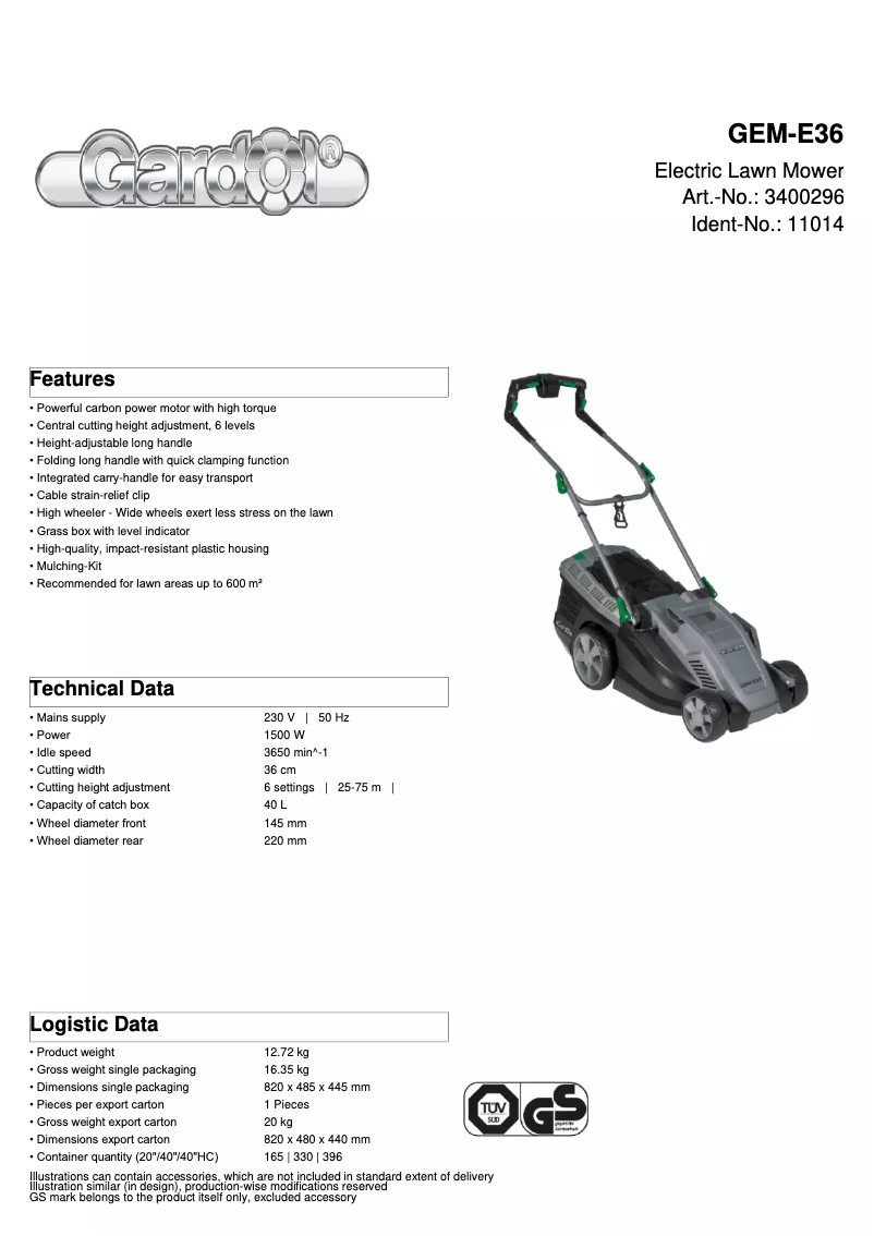 Image de la première page du manuel de l'appareil GEM-E36
