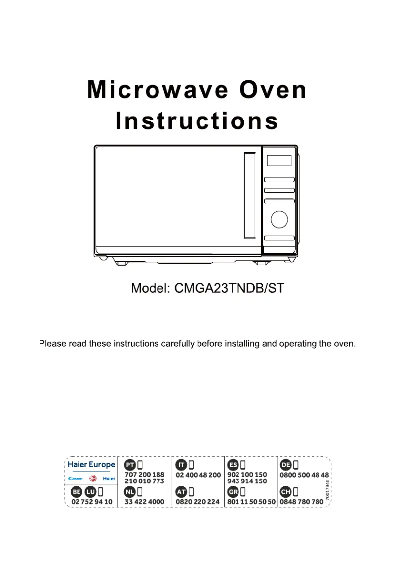 Page 1 de la notice Manuel utilisateur Candy CMGA23TNDB/ST