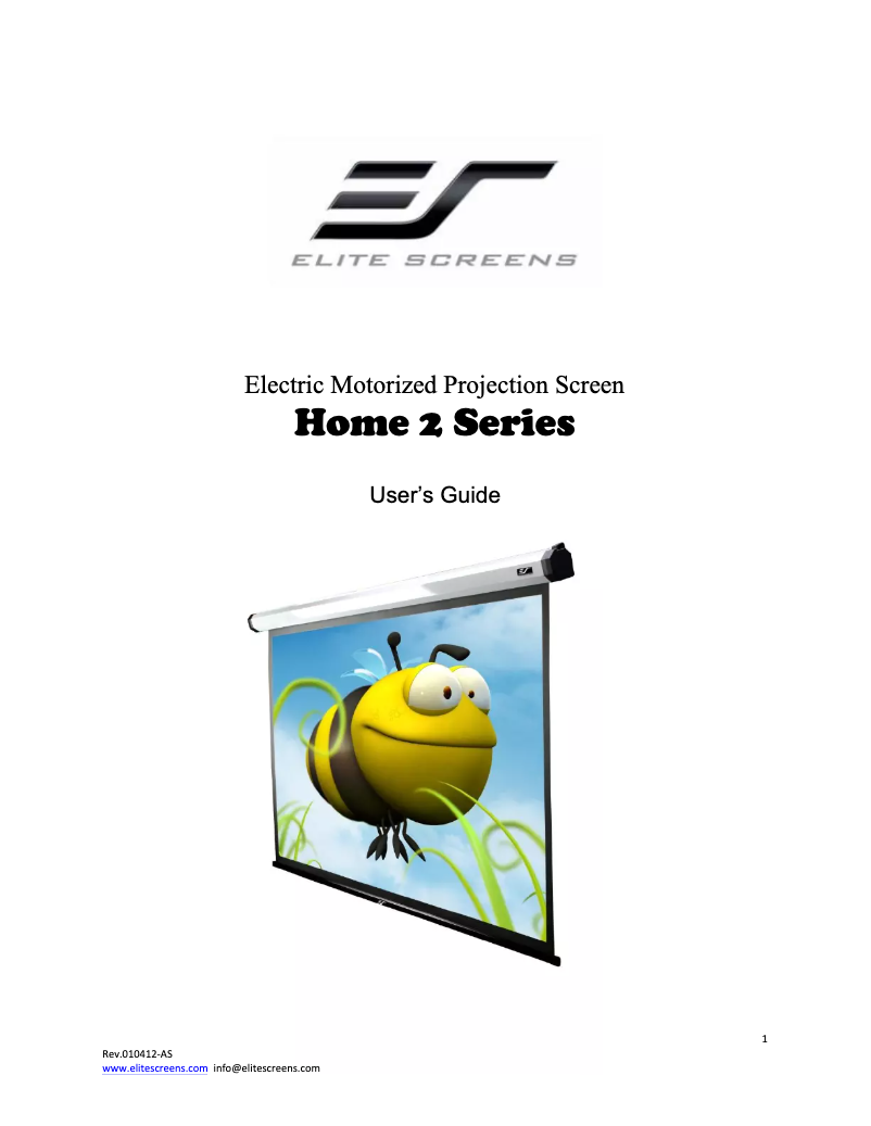 Page 1 de la notice Manuel utilisateur Elite Screens Home2 HOME135IWS2
