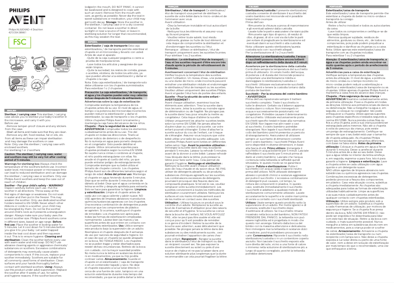 Image de la première page du manuel de l'appareil Avent SCF210