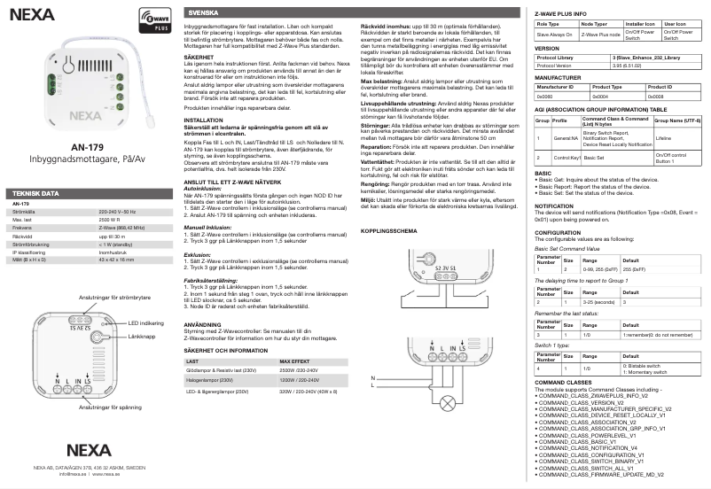 Page 1 de la notice Manuel utilisateur Nexa AN-179