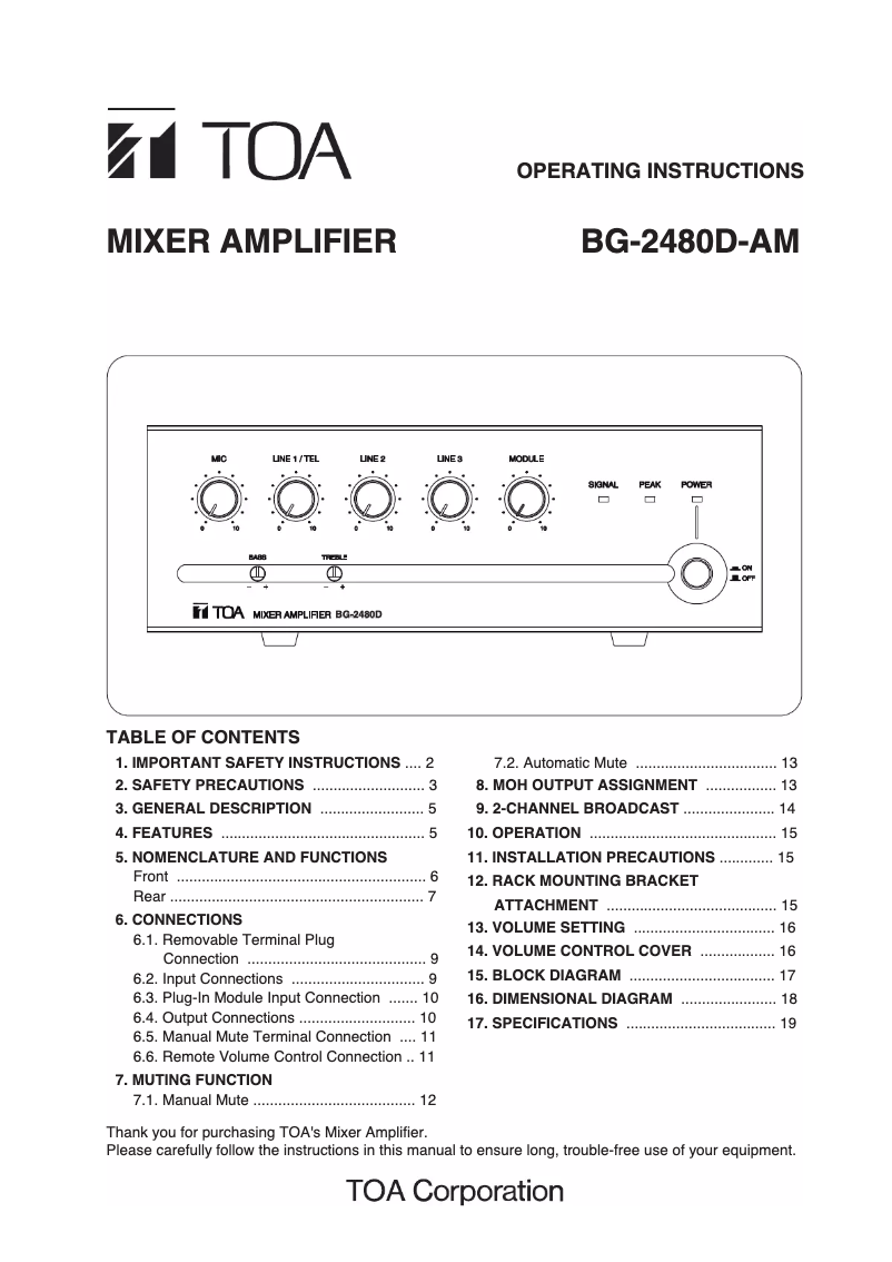Image de la première page du manuel de l'appareil BG-2480D