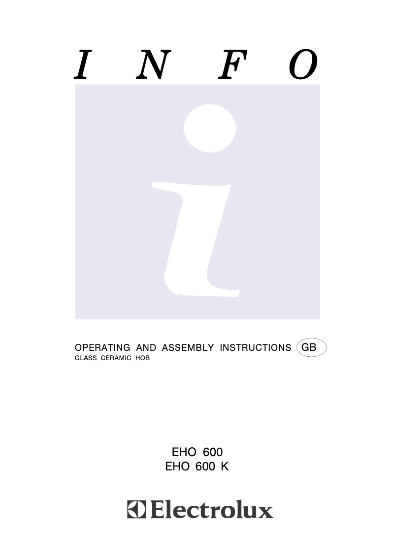 Page 1 de la notice Manuel utilisateur Electrolux EHO600