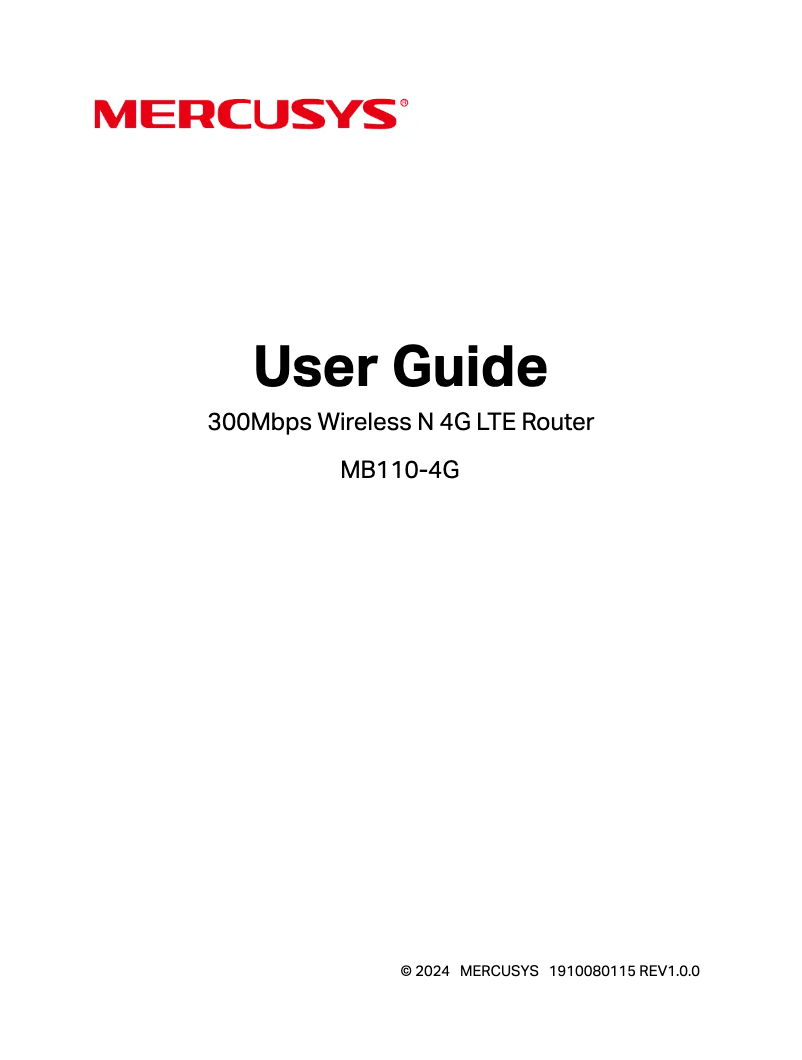 Page n°1 - Manuel utilisateur Mercusys MB110-4G