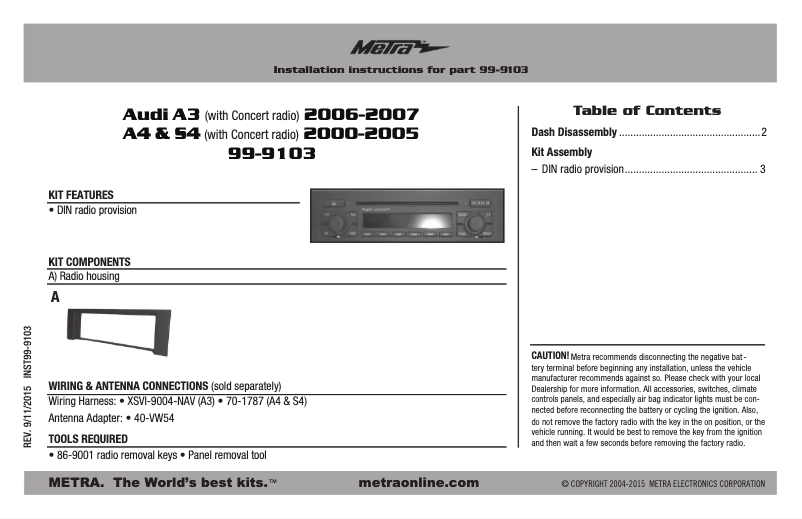 Image de la première page du manuel de l'appareil 99-9103