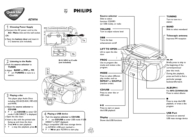 Página 1 del manual Guía de inicio rápido Philips AZ1816