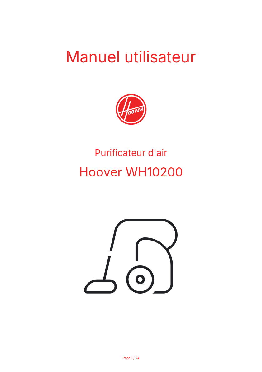 Page n°1 - Manuel utilisateur Hoover WH10200