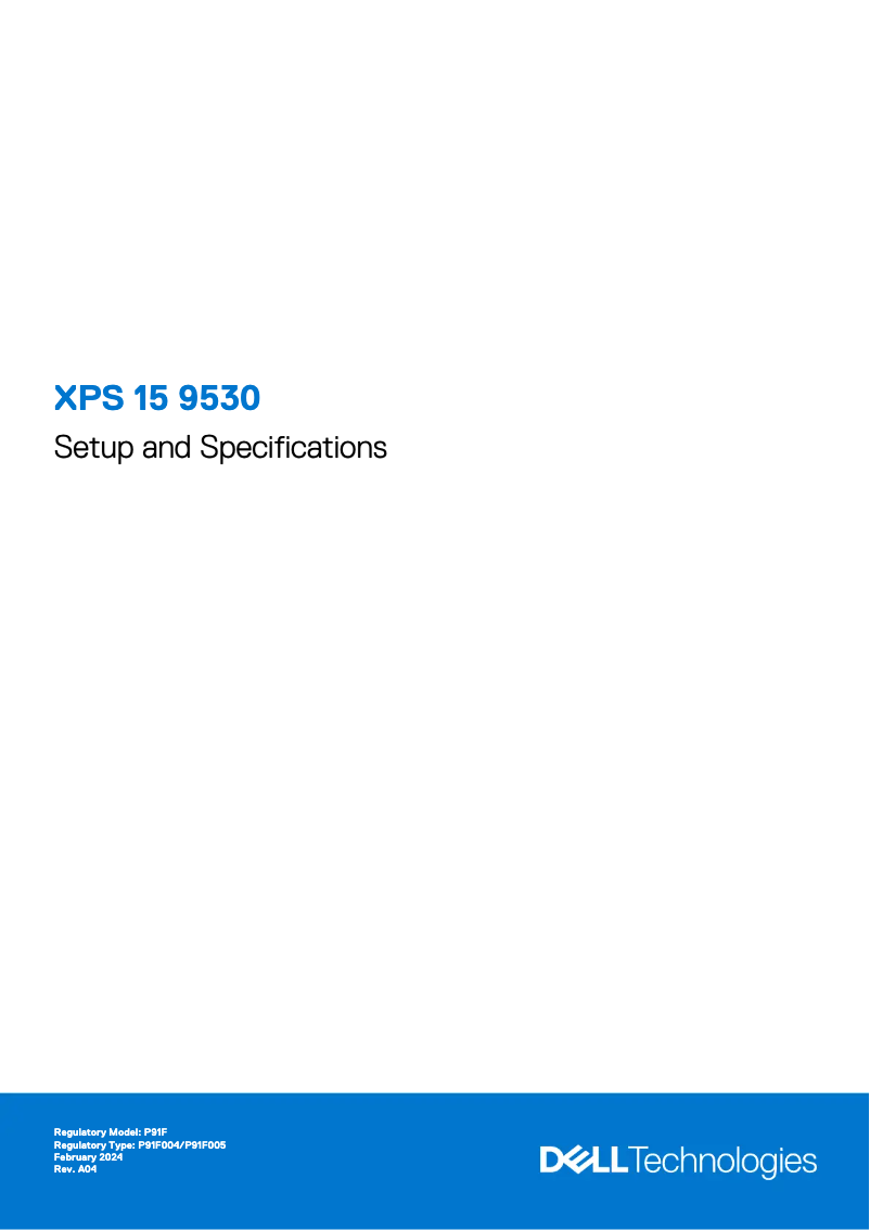 Page 1 de la notice Guide d'installation Dell XPS 15 9530