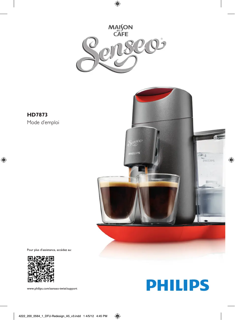 Image de la première page du manuel de l'appareil Senseo Twist HD7873