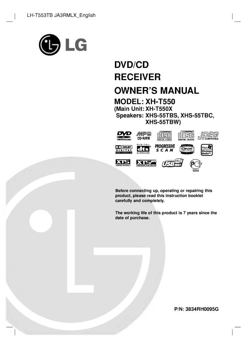 Page 1 de la notice Manuel utilisateur LG XH-T550X