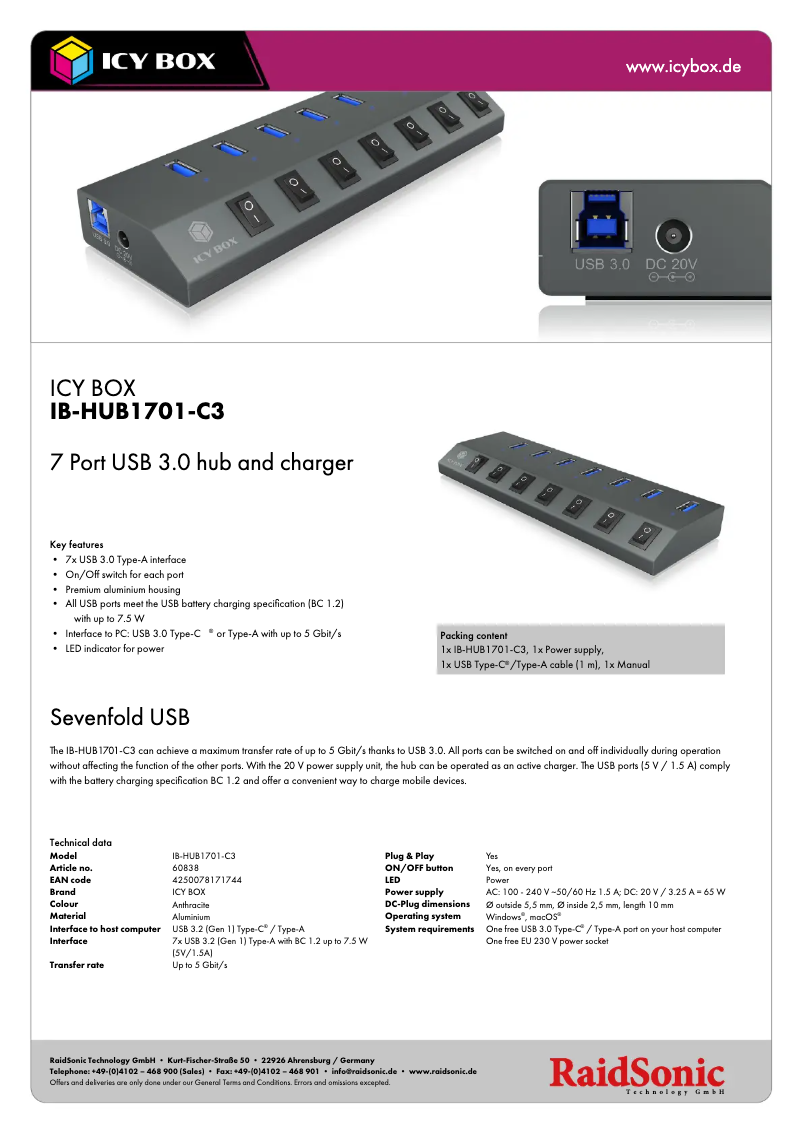 Image de la première page du manuel de l'appareil IB-HUB1701-C3