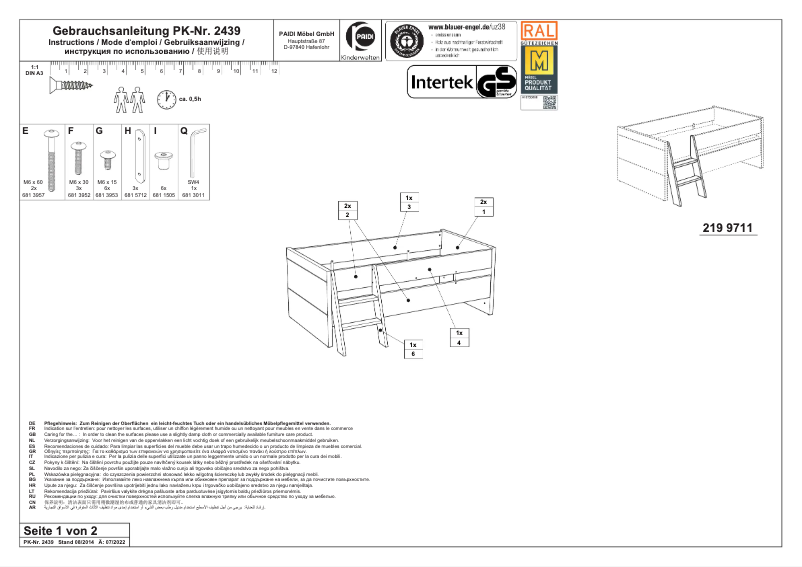 Page 1 de la notice Manuel utilisateur Paidi Leiter