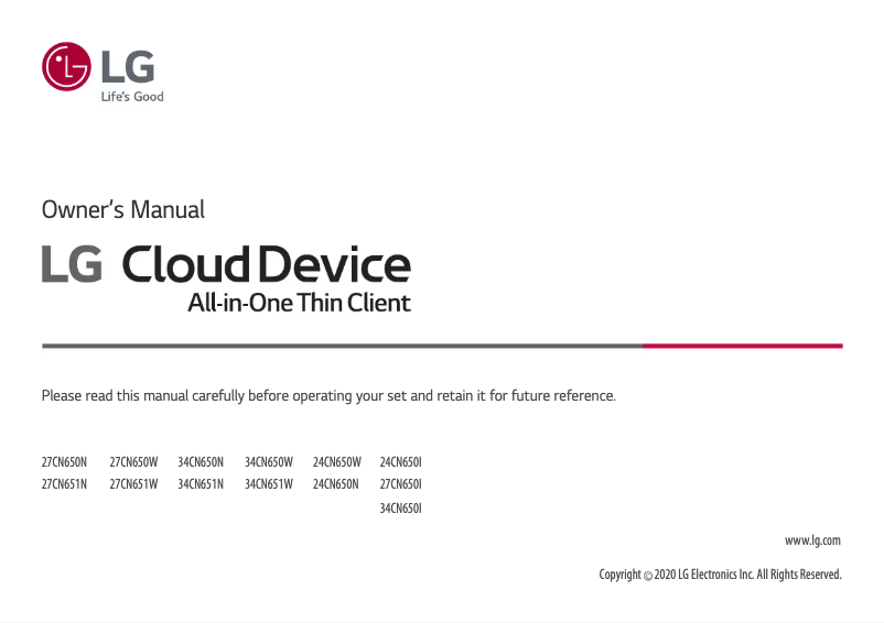 Page n°1 - Manuel utilisateur LG 34CN650I