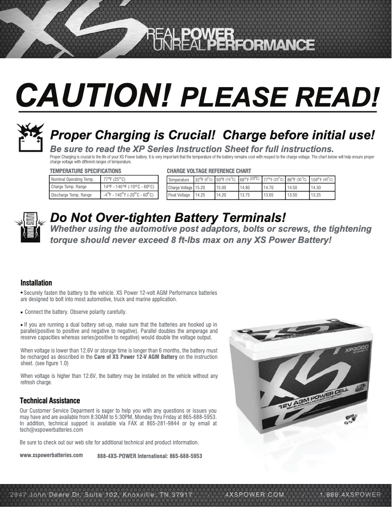 Page 1 de la notice Manuel utilisateur XS Power XP2500