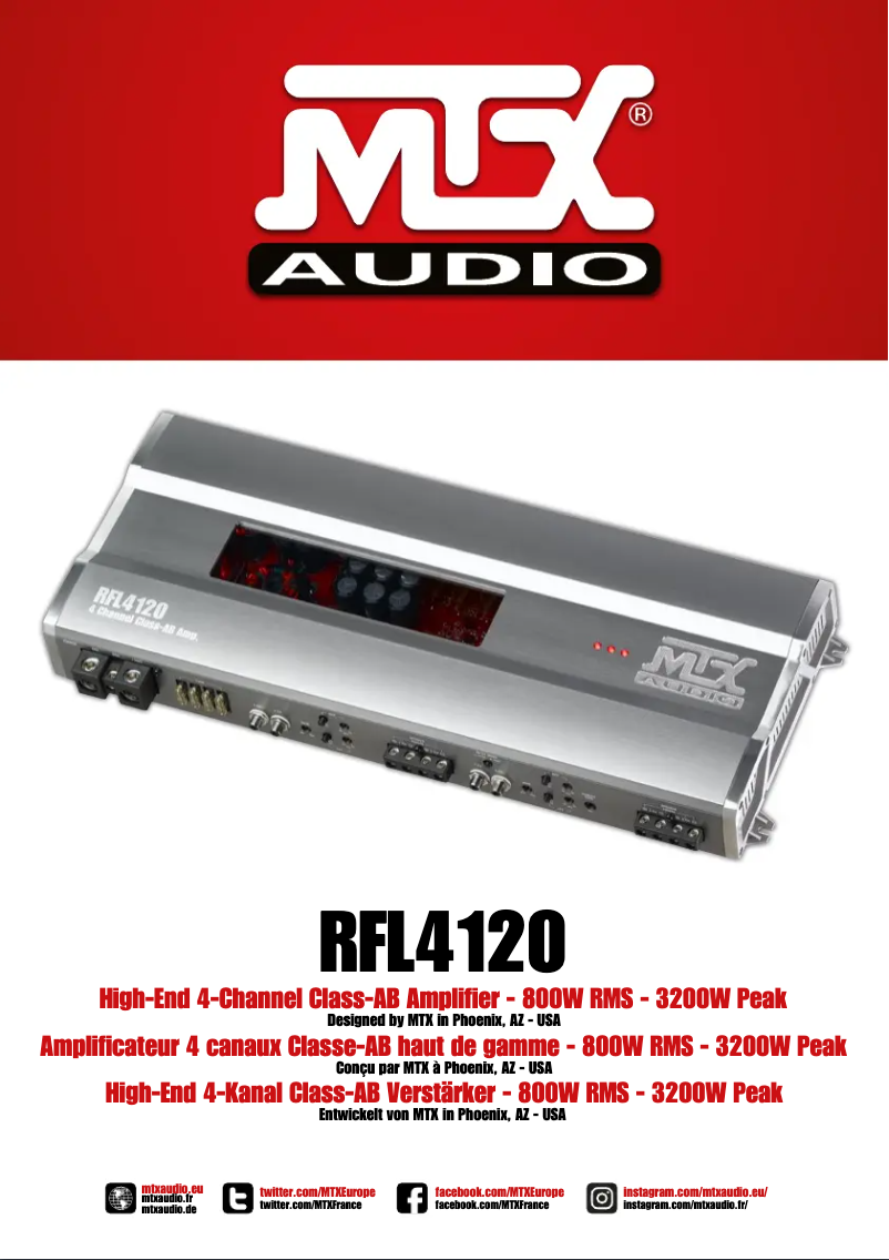 Page 1 de la notice Manuel utilisateur MTX Audio RFL4120