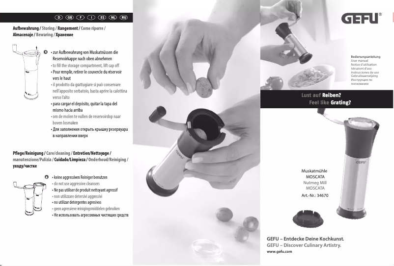 Image de la première page du manuel de l'appareil Moscata