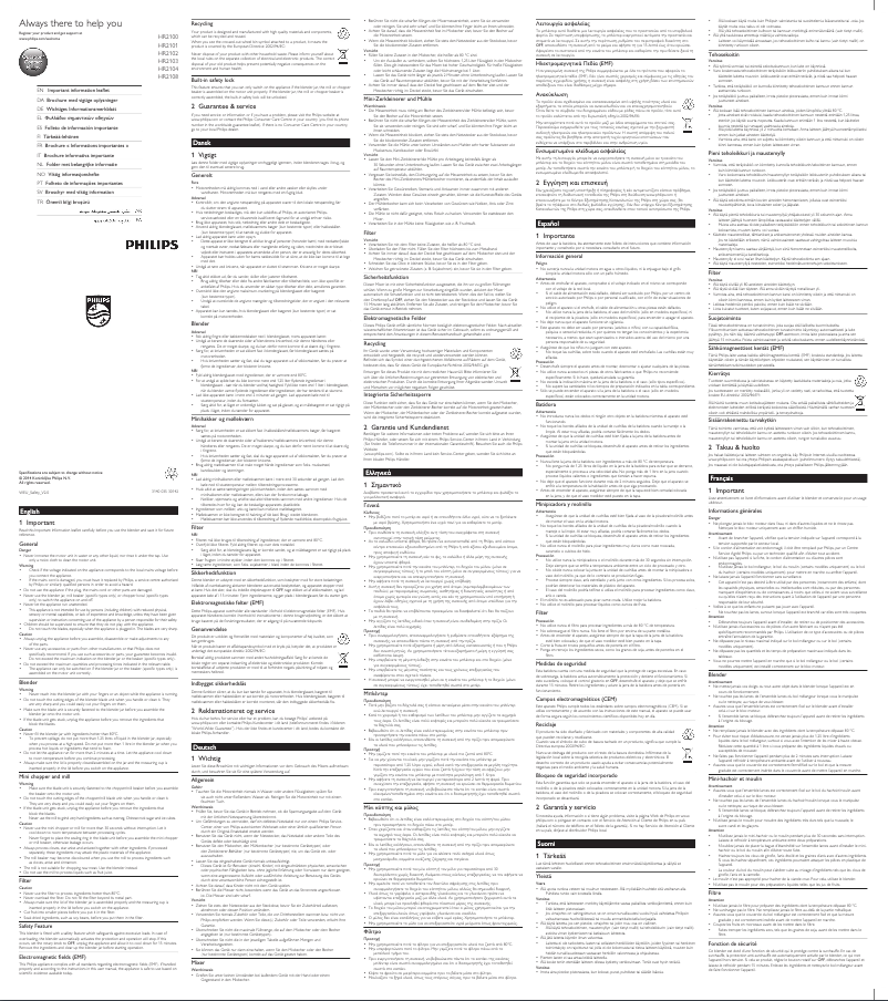 Page 1 de la notice Manuel utilisateur Philips Daily Collection HR2101