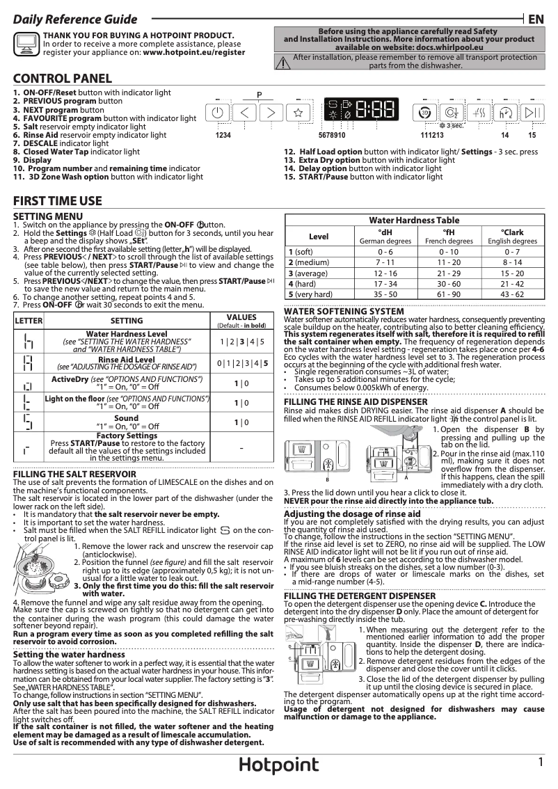 Page 1 de la notice Manuel utilisateur Hotpoint HD8I HP42 L UK