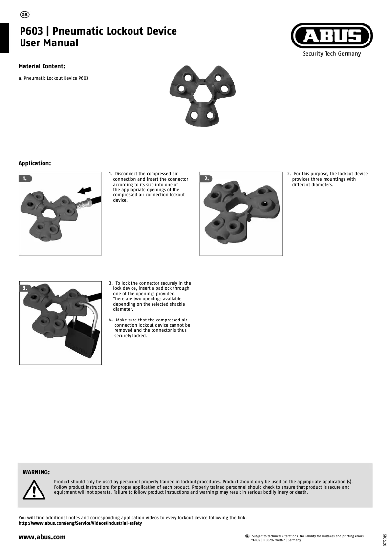 Page n°1 - Mode d'emploi Abus P603