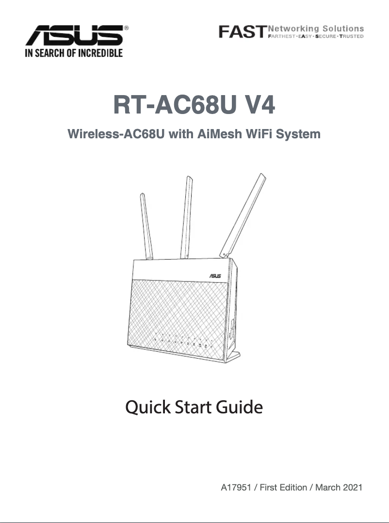 Page 1 de la notice Guide de démarrage rapide Asus RT-AC68U
