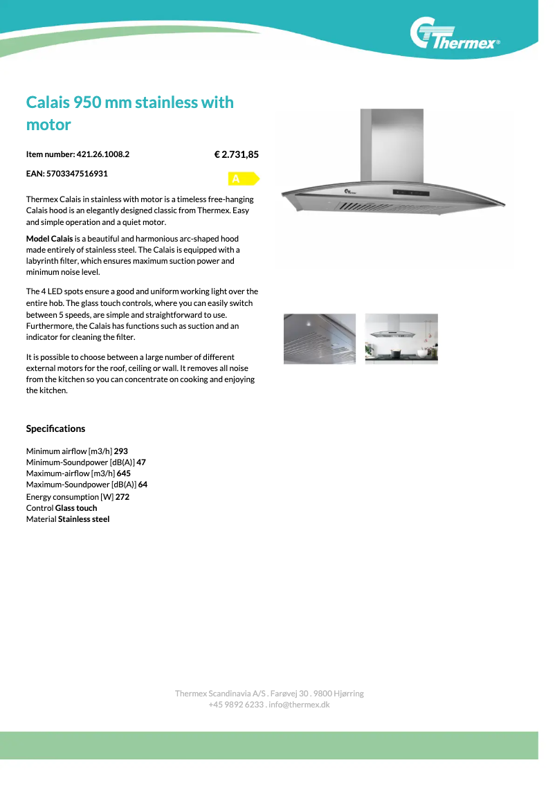 Page 1 de la notice Manuel utilisateur Thermex Calais FH