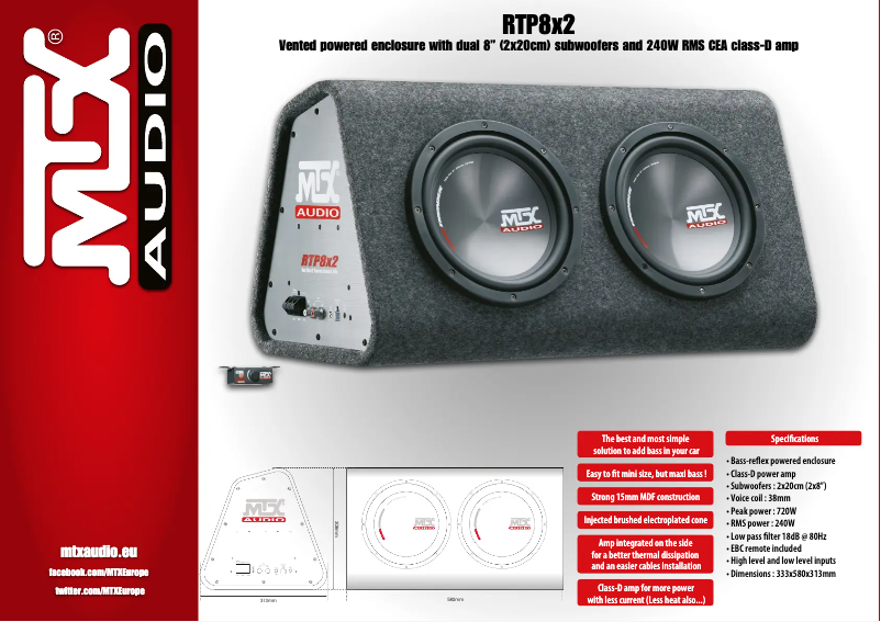 Page n°1 - Fiche technique MTX Audio RTP8x2
