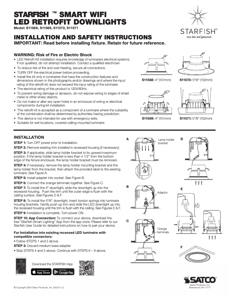 Page n°1 - Manuel utilisateur Satco Strafish S11286