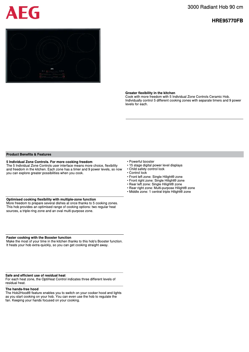 Page 1 de la notice Fiche technique AEG HRE95770FB