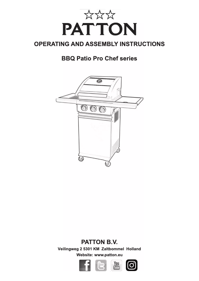 Page 1 de la notice Manuel utilisateur Patton BBQ Patio Pro Chef 2+