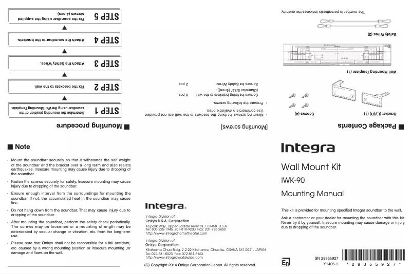 Page 1 de la notice Instructions / montage Integra DLB-40.6