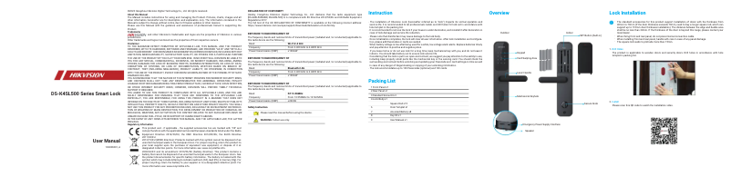 Page 1 de la notice Manuel utilisateur Hikvision DS-K4SL500MKW