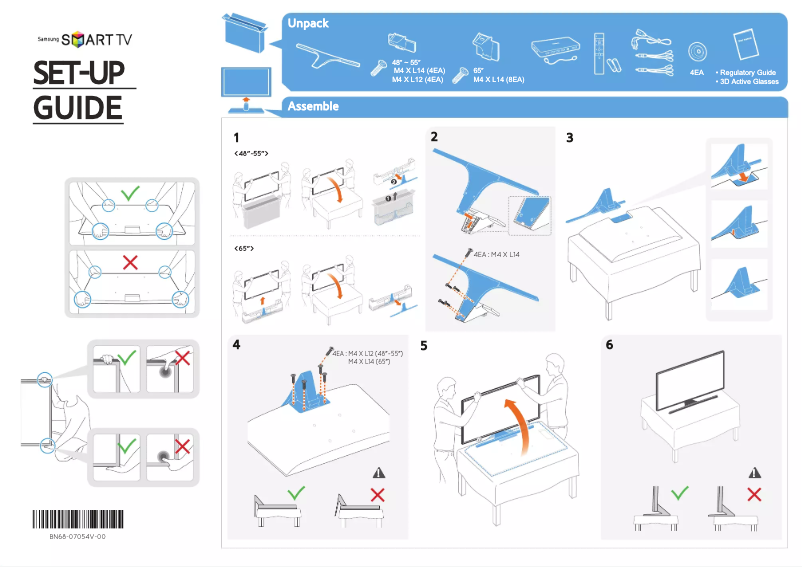 Page 1 de la notice Guide d'installation Samsung UN65JS8500F