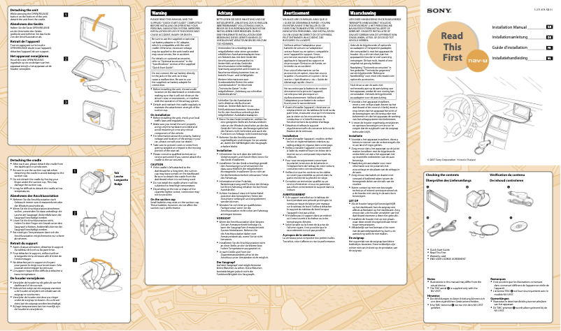 Page 1 de la notice Guide d'installation Sony NV-U83S