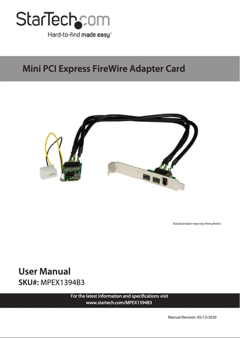 Page n°1 - Manuel utilisateur StarTech.com MPEX1394B3