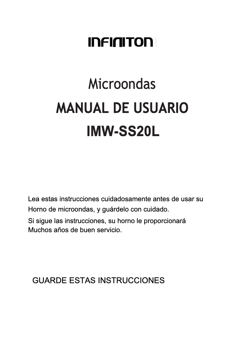 Page n°1 - Manuel utilisateur Infiniton IMW-SS20L