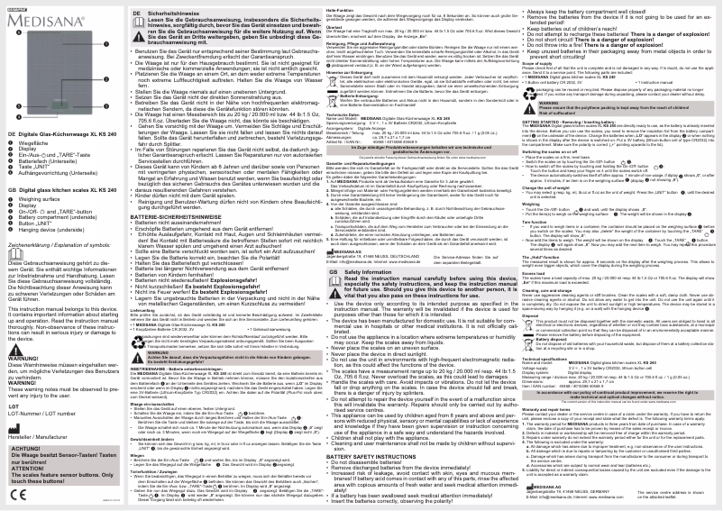 Page n°1 - Manuel utilisateur Medisana KS 240