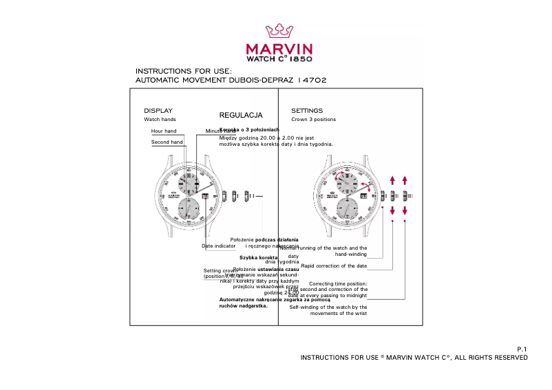 Page 1 de la notice Manuel utilisateur Marvin Dubois Depraz 14072