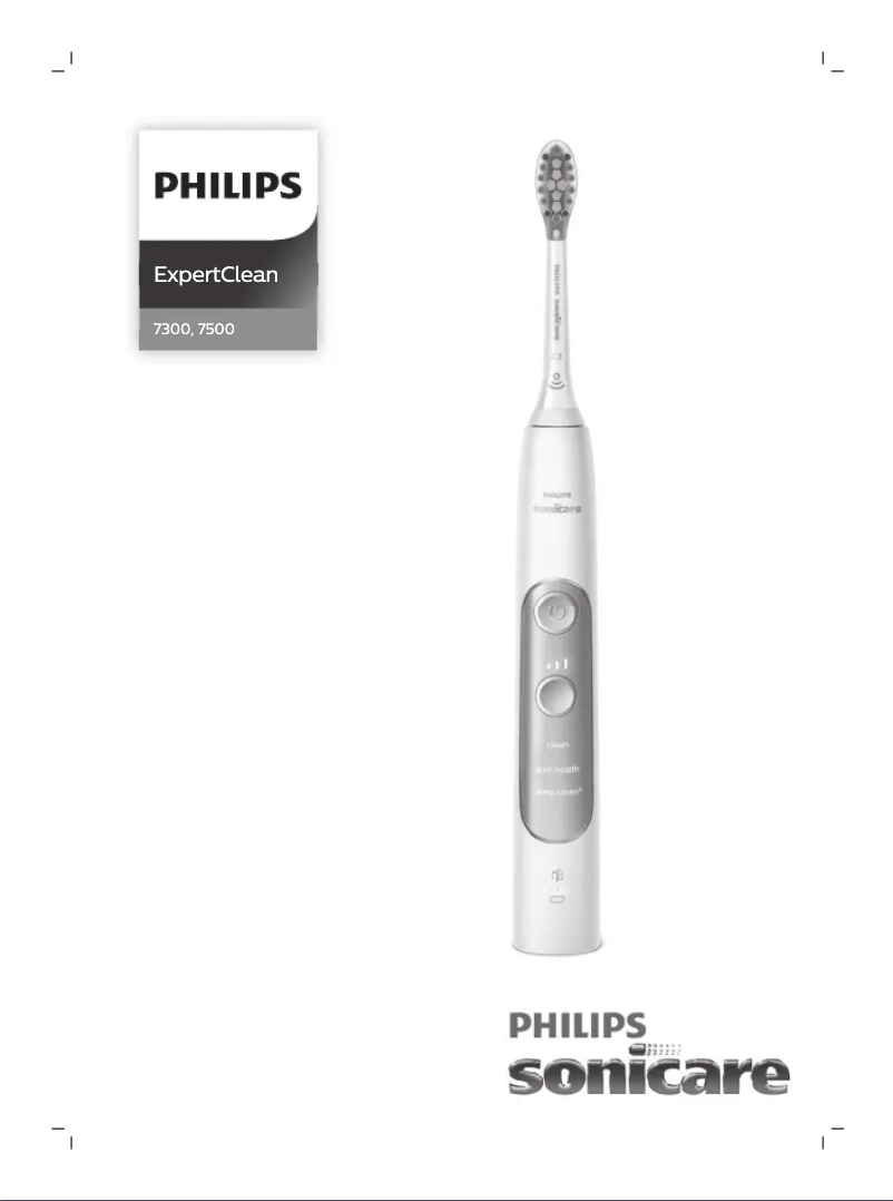 Image de la première page du manuel de l'appareil Sonicare ExpertClean 7500 HX9649