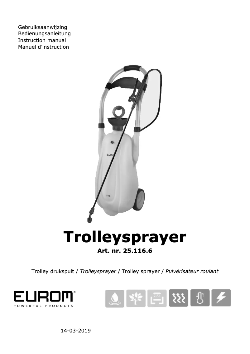 Page 1 de la notice Manuel utilisateur Eurom Trolleysprayer