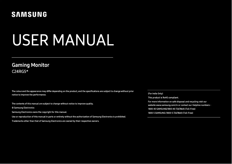 Page 1 de la notice Manuel utilisateur Samsung C24RG50FQW