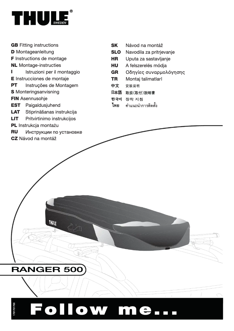 Page n°1 - Manuel utilisateur Thule Ranger 500